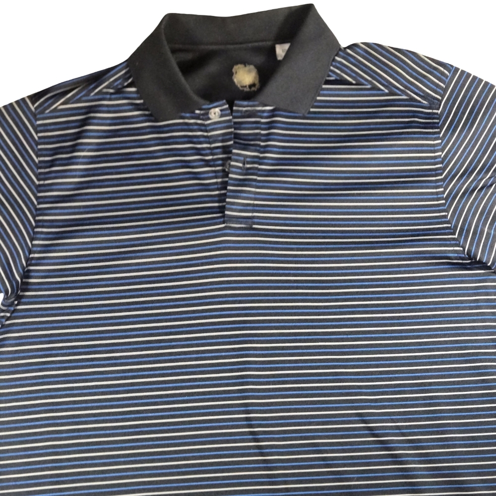 Callaway Blue and White Striped Polo Size XL
